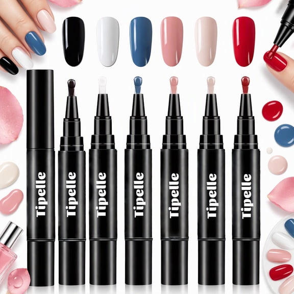 Tipelle Nail Pen – Tipelle Nail Polish Pens, Colored Nail Polish Pens with Precision Tip, No Lamp Required, DIY Nail Art
