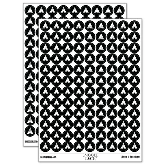 Tipi Teepee 200+ Round Stickers - Black - Gloss Finish - 0.50" Size