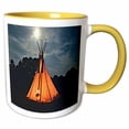 thumbnail image 1 of 3drose, Tipi Tent Alone in the Dark Wilderness Teepee, 15oz Two-tone Yellow Mug, 1 of 6