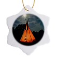 thumbnail image 1 of 3drose, Tipi Tent Alone in the Dark Wilderness Teepee, 3 inch Snowflake Porcelain Ornament, 1 of 7