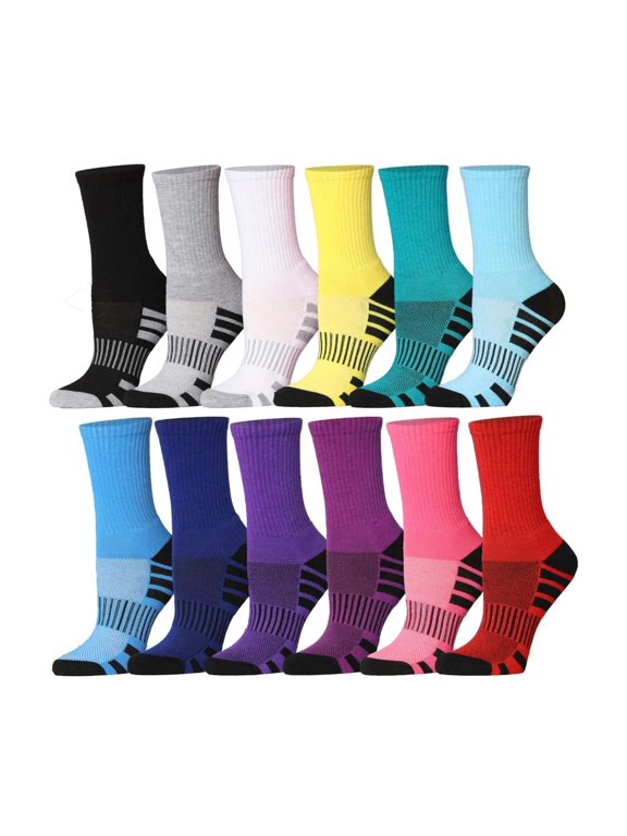 Ladies Cushioned Athletic Crew Socks with Arch Support, 12 Pairs