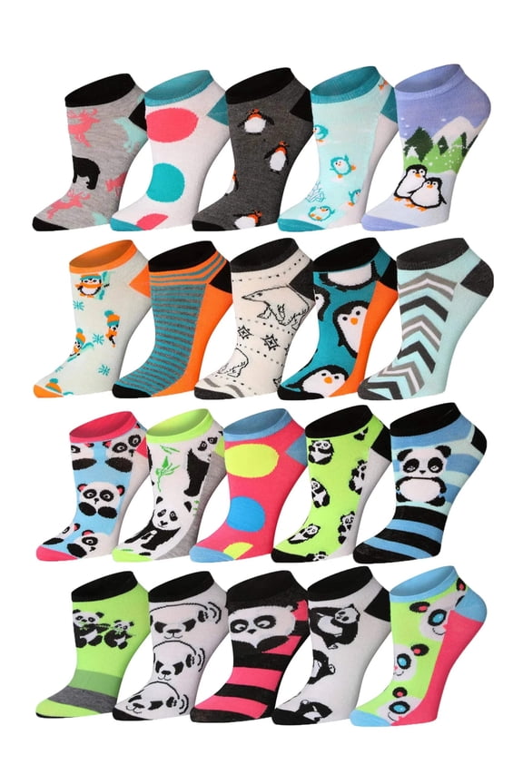 20-Pack Women’s Fun Low-Cut Socks, Vibrant & Fashionable