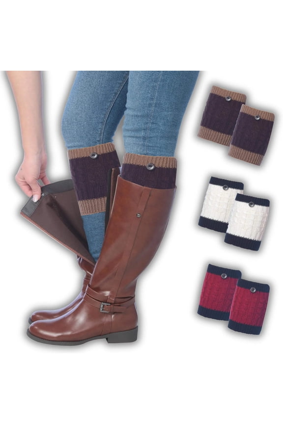 Tipi Toe 3 Pairs Women's Boot Cuffs Knitted Boots Socks Short Leg Warmer (S&L-LW36)