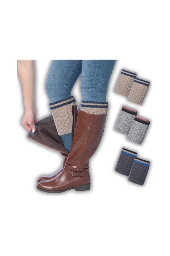 Tipi Toe 3 Pairs Women's Boot Cuffs Knitted Boots Socks Short Leg Warmer (S&L-LW37)