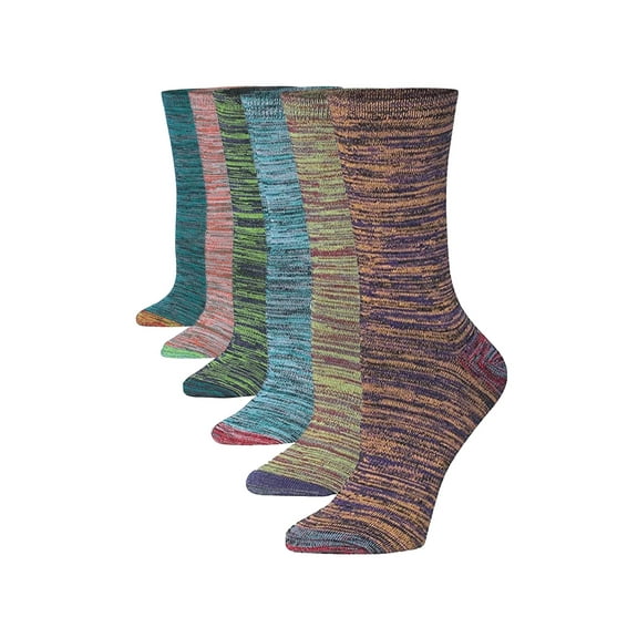 Tipi Toe Everyday Fashion Crew Socks for Women – 6-Pack with Spandex Comfort