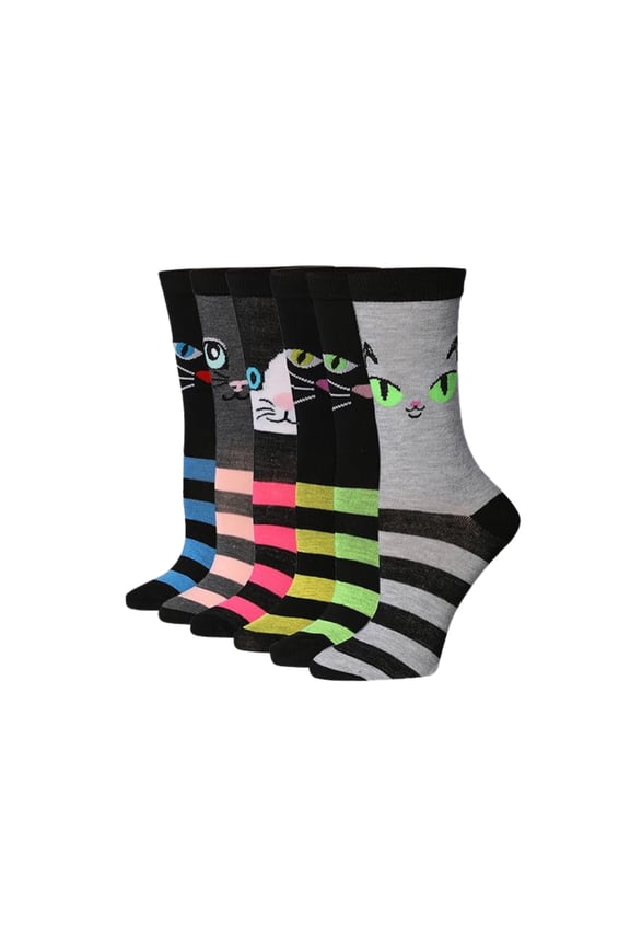 Everyday Fashion Crew Socks for Women – 6-Pack with Spandex Comfort