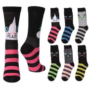 Tipi Toe Everyday Fashion Crew Socks for Women - 6-Pack with Spandex Comfort