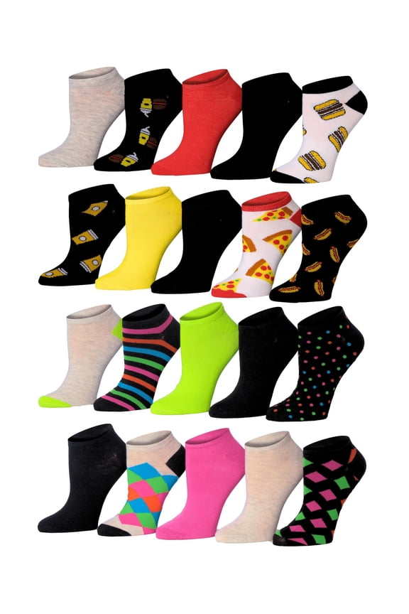 Fun & Fashionable Women's Low-Cut Socks - Mega Pack (20 Pairs)