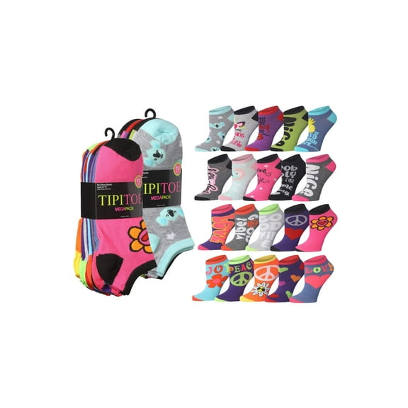 Tipi Toe Fun & Fashionable Women's Low-Cut Socks - Mega Pack (20 Pairs)