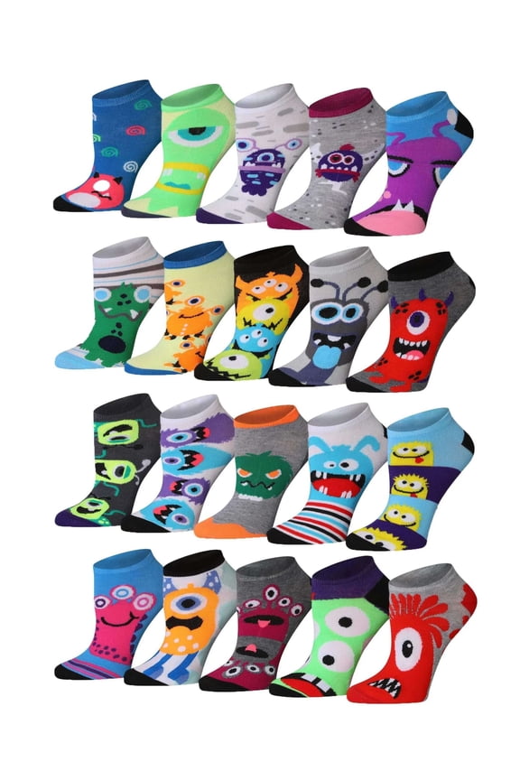 Ladies' Fun Print No-Show Sock Collection - Multi-Pack (20 Pack)