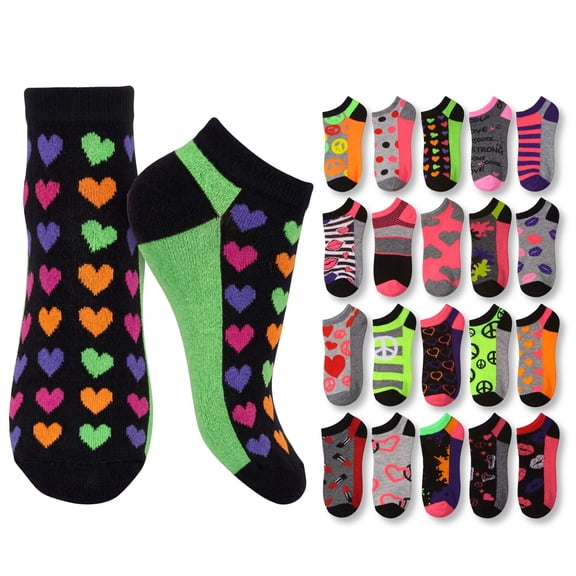 Tipi Toe Ladies' Fun Print No-Show Sock Collection - Multi-Pack (20 Pack)