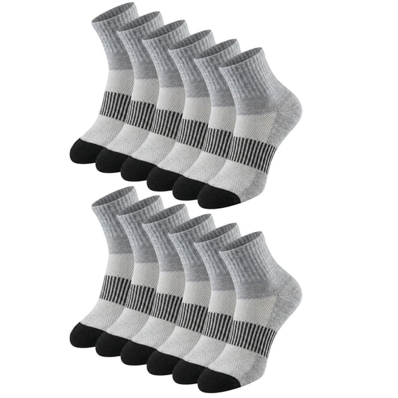 Tipi Toe Ladies Sport Quarter Socks Moisture-Wicking Exercise Multi-Pack (12 Pairs)