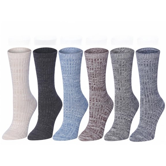 Tipi Toe Premium Crew Socks 6-Pack - Cozy Winter Boot Socks for Women in Classic Colors
