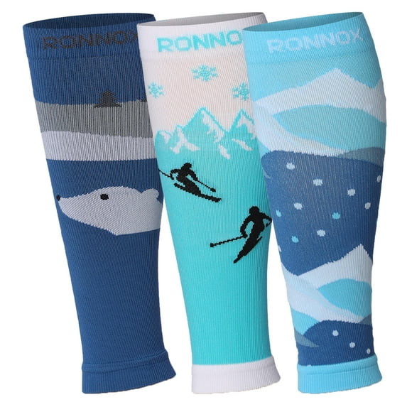 Tipi Toe Unisex 3 Pairs Premium Compression Calf Sleeves - Performance Support for Running, Exercise & Recovery