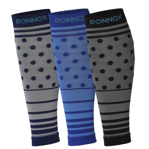 Tipi Toe Unisex 3 Pairs Premium Compression Calf Sleeves - Performance Support for Running, Exercise & Recovery