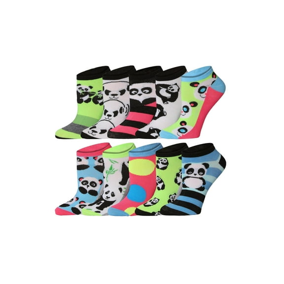 Tipi Toe Colorful Pattern Women's Ankle Socks - 10 Pair Set