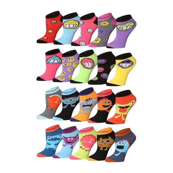 Tipi Toe Women’s Variety Low-Cut Socks – Fashion Mega Pack (20 Pairs)