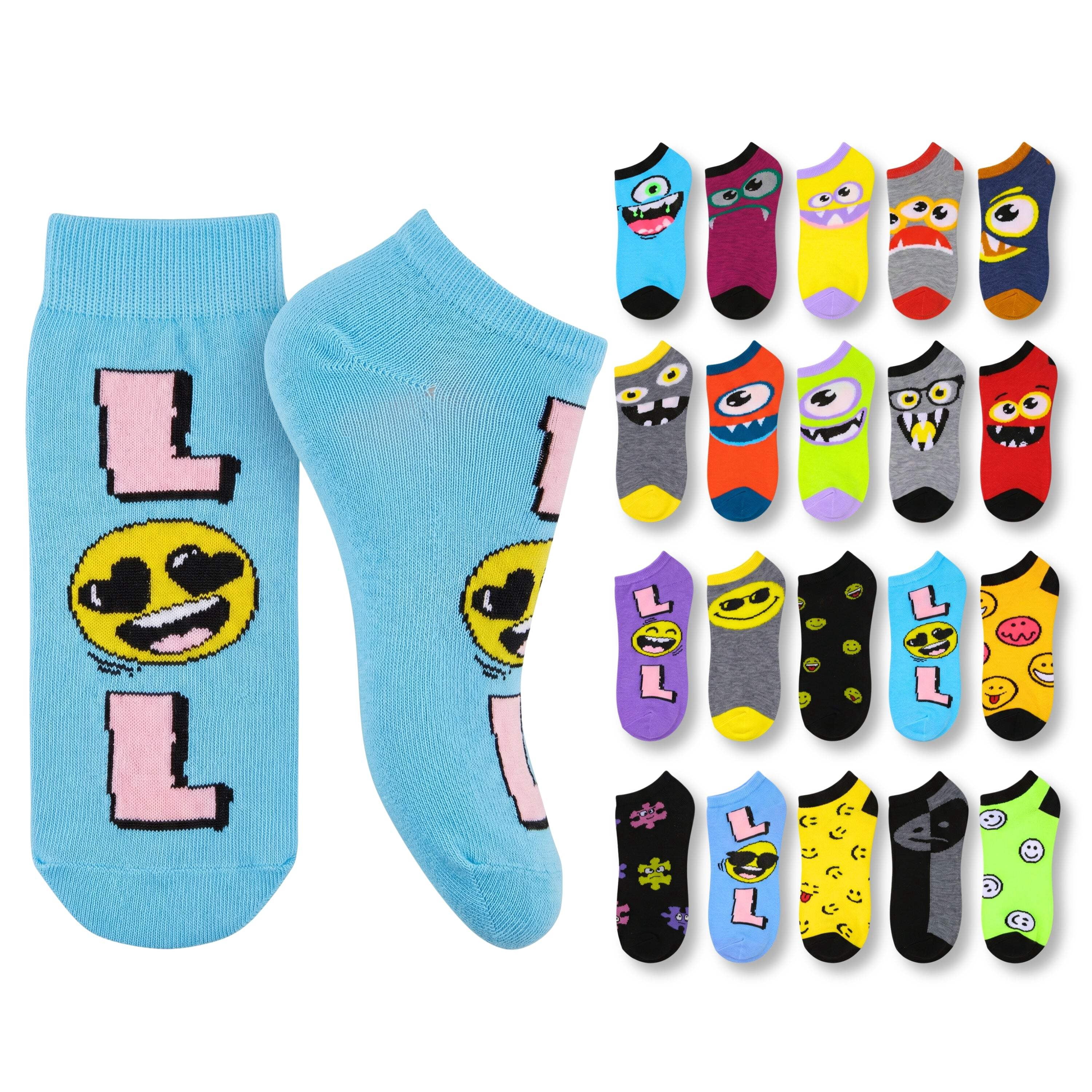 Tipi Toe Women's Colorful Patterned Novelty No Show Ankle Socks, 20 Pairs
