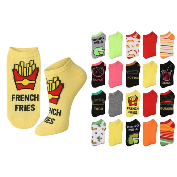 Tipi Toe Women's 20 Pairs Colorful Patterned Low Cut/No Show Socks WL31-AB
