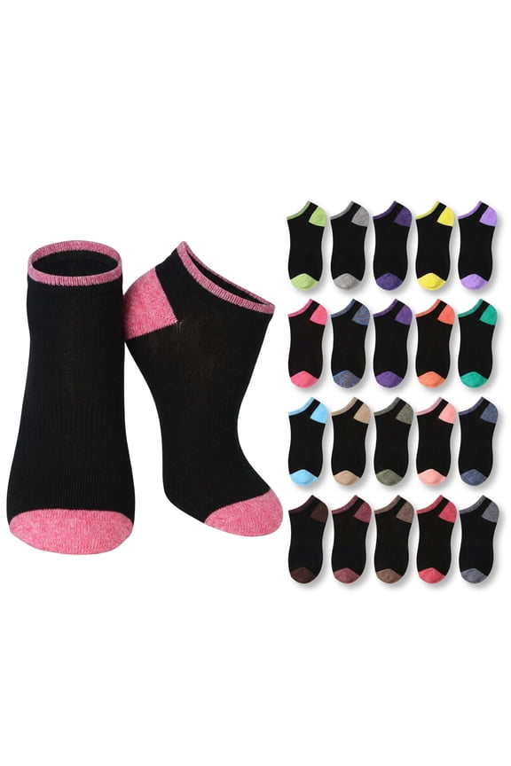 Tipi Toe Women's 20 Pairs Colorful Patterned Low Cut/No Show Socks WL35-AB