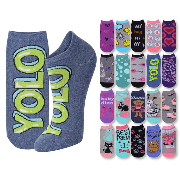 Tipi Toe Bright & Fun Low-Cut Socks – Women’s 20 Pack Set