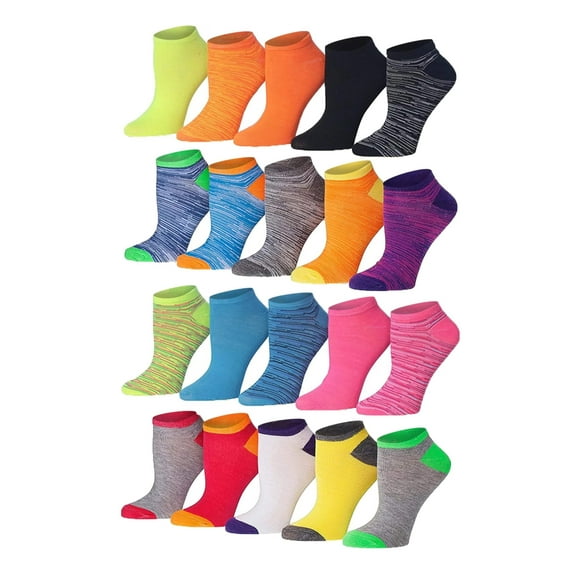 Tipi Toe Bright & Fun Low-Cut Socks – Women’s 20 Pack Set