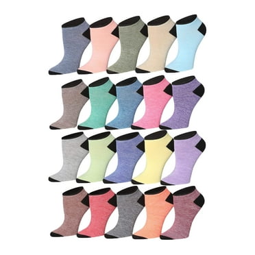 Tipi Toe Women's 20 Pairs Crazy Colorful Fun Patterned No Show Socks