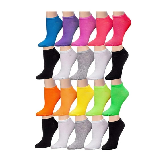 Tipi Toe Ladies' Fun Print No-Show Sock Collection - Multi-Pack (20 Pack)