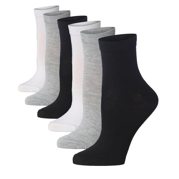Tipi Toe Women's 6-Pack Premium Polyester Quarter Socks - Classic Breathable Comfort for Daily Wear