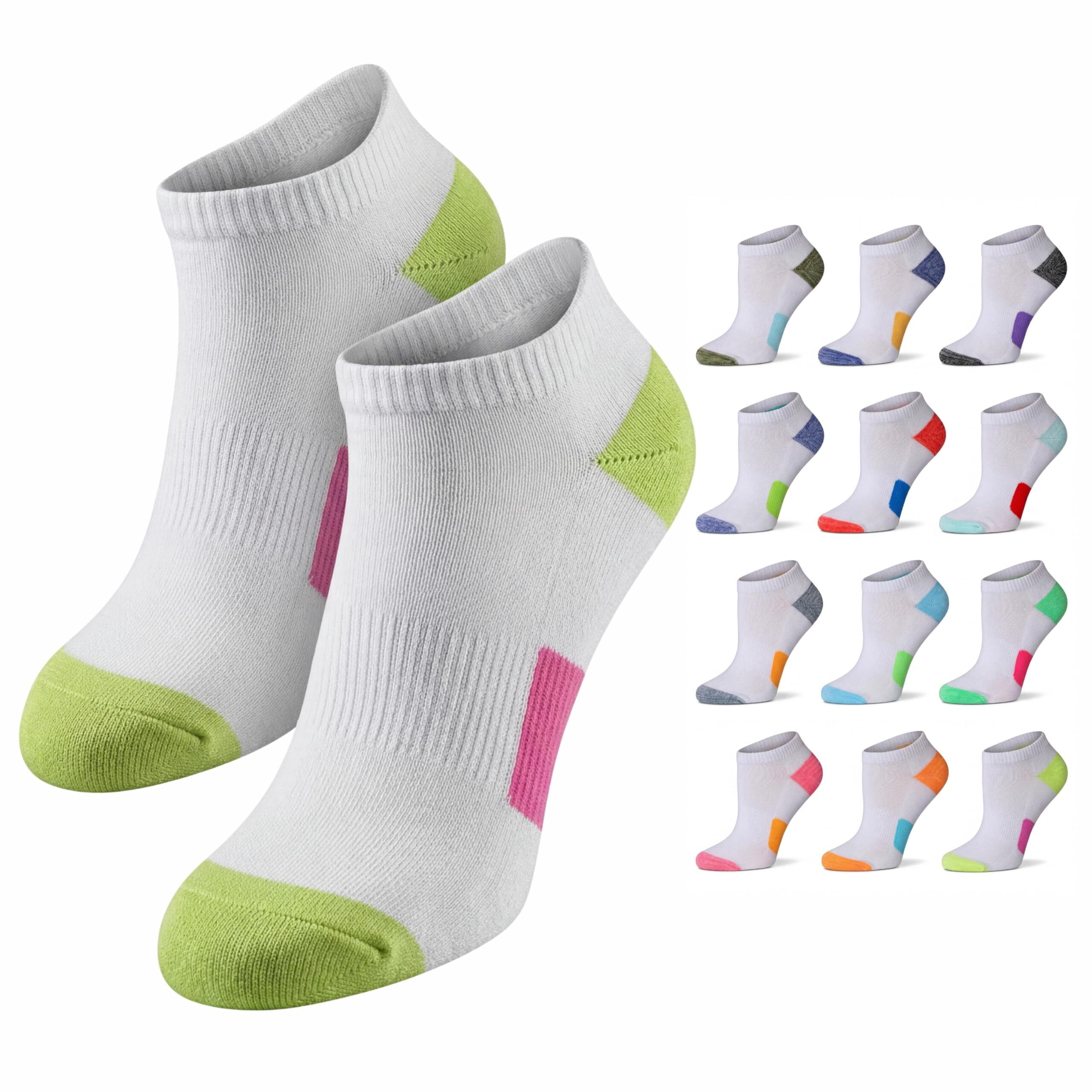 Tipi Toe Women's Athletic Ankle Socks with Arch Support 12-Count