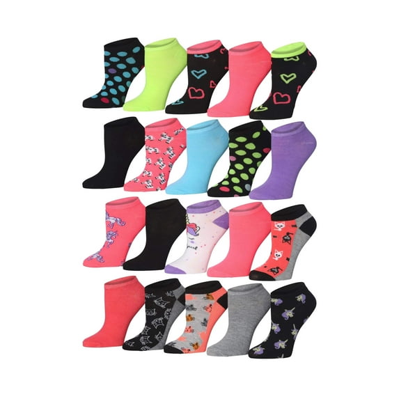 TIPITOE Women’s & Girl's Lightweight Ankle Socks – All-Day Comfort Value Pack (20 Pairs)