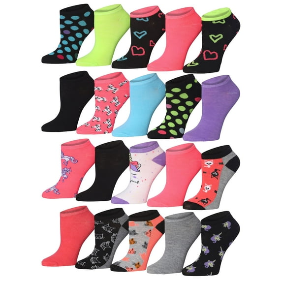 TIPITOE Women’s & Girl's Lightweight Ankle Socks – All-Day Comfort Value Pack (20 Pairs)