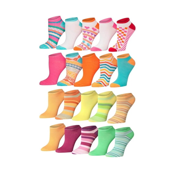 TIPITOE Women’s & Girl's Lightweight Ankle Socks – All-Day Comfort Value Pack (20 Pairs)