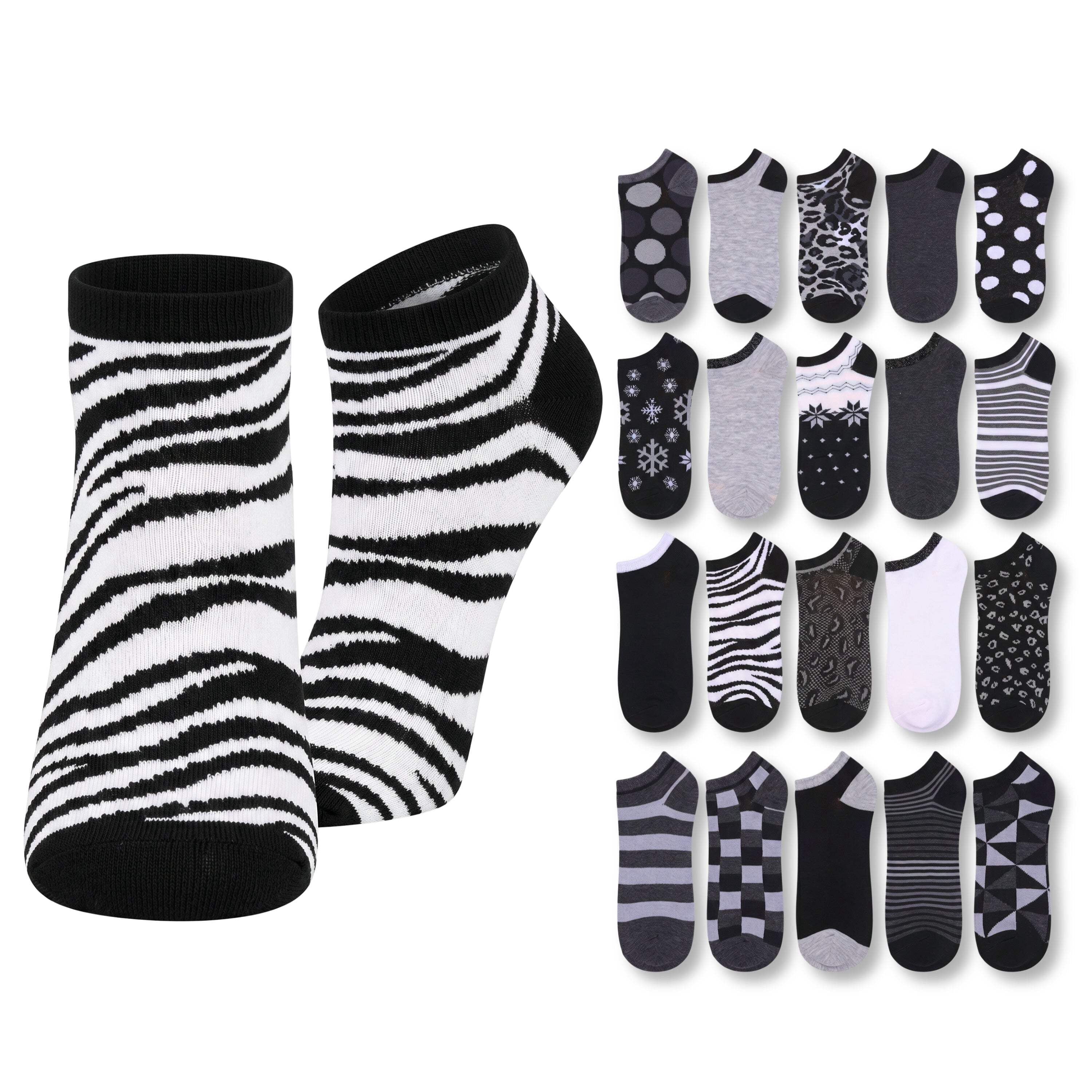 Tipi Toe Women’s Low-Cut Socks – 20 Pair Mega Value Pack, Fun & Stylish Designs