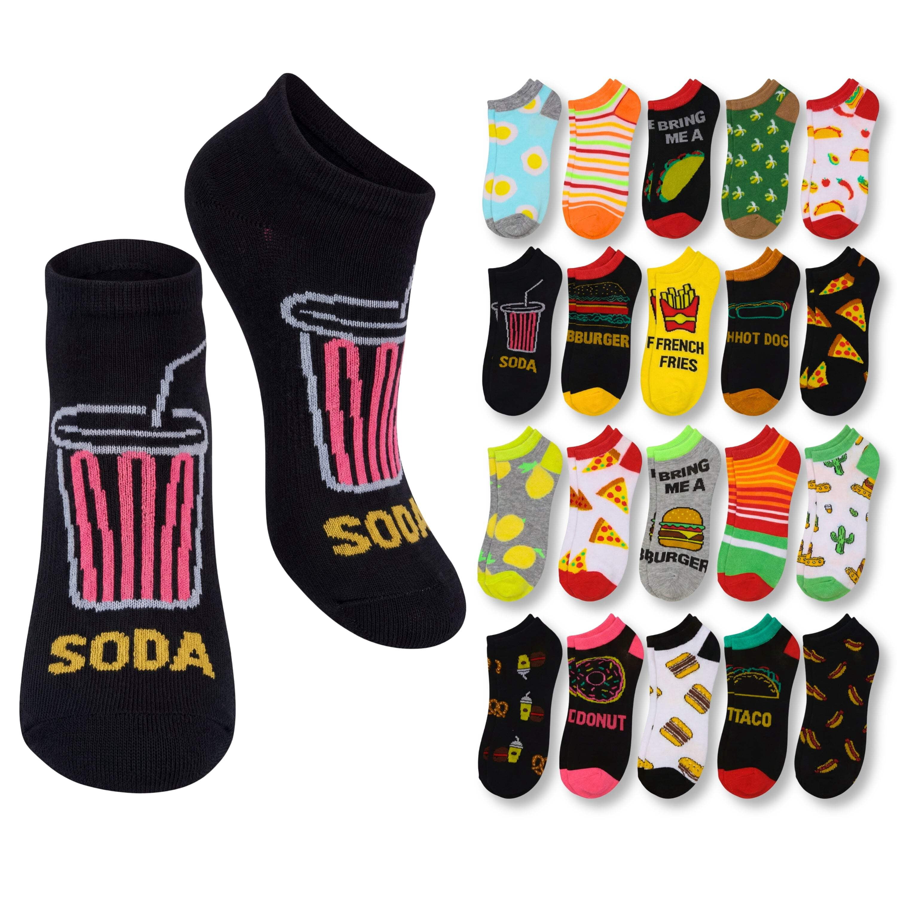 Tipi Toe Women’s Low-Cut Socks – 20 Pair Mega Value Pack, Fun & Stylish Designs