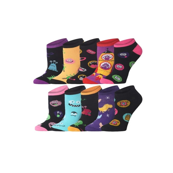 Tipi Toe Women's Playful Pattern Ankle Socks - Mega Value Pack (10 Pairs)