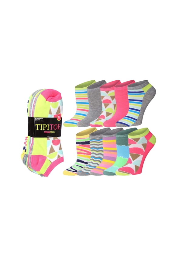 Women's Playful Pattern Ankle Socks - Mega Value Pack (10 Pairs)