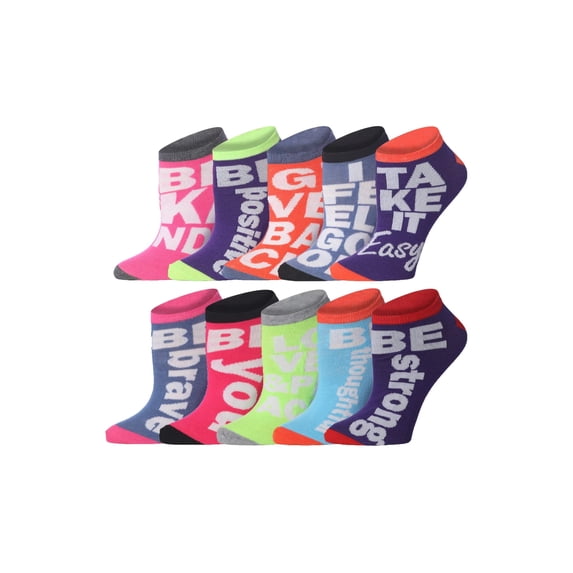 Tipi Toe Women's Playful Pattern Ankle Socks - Mega Value Pack (10 Pairs)