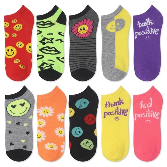 Tipi Toe Women's Playful Pattern Ankle Socks - Mega Value Pack (10 Pairs)