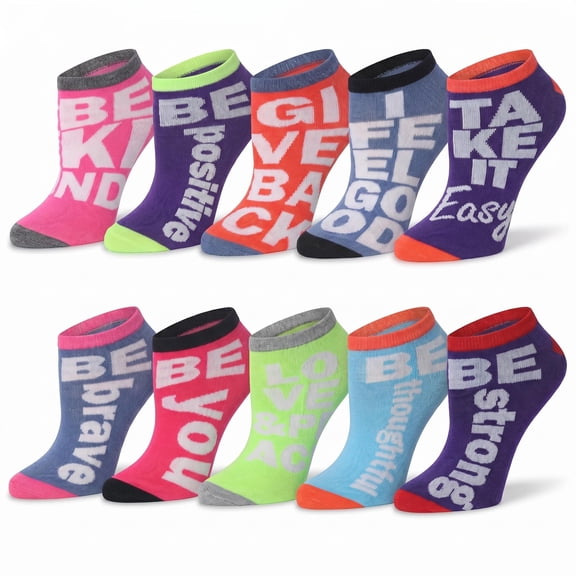 Tipi Toe Women's Playful Pattern Ankle Socks - Mega Value Pack (10 Pairs)