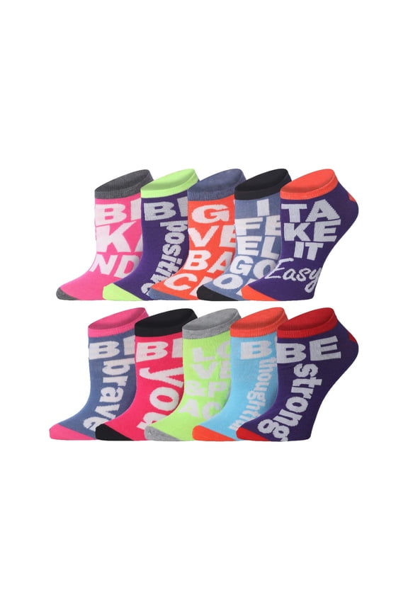 Women's Playful Pattern Ankle Socks - Mega Value Pack (10 Pairs)