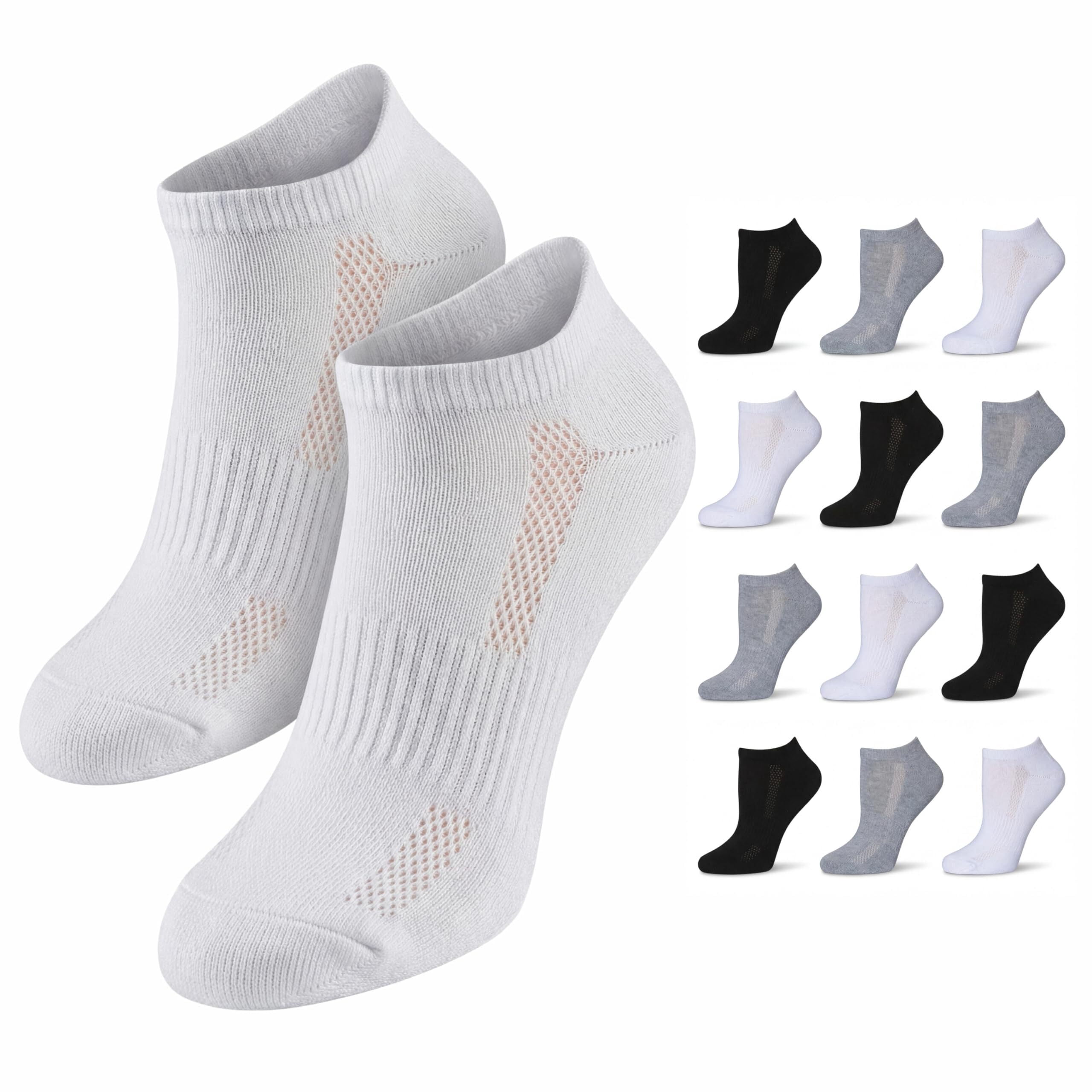Tipi Toe Women's Sports Ankle Socks with Arch Support 12-Count