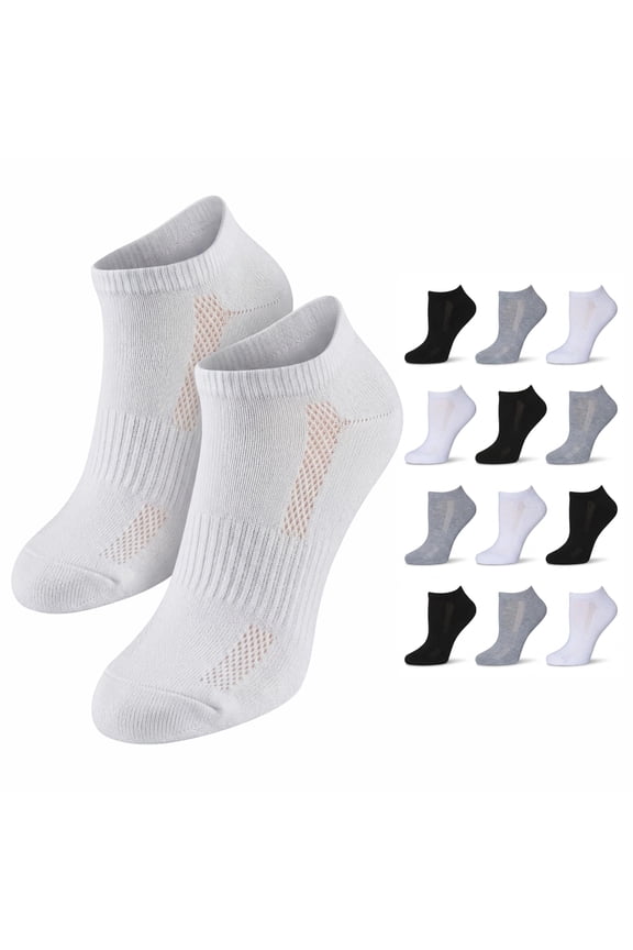 Women's Sports Ankle Socks with Arch Support 12-Count