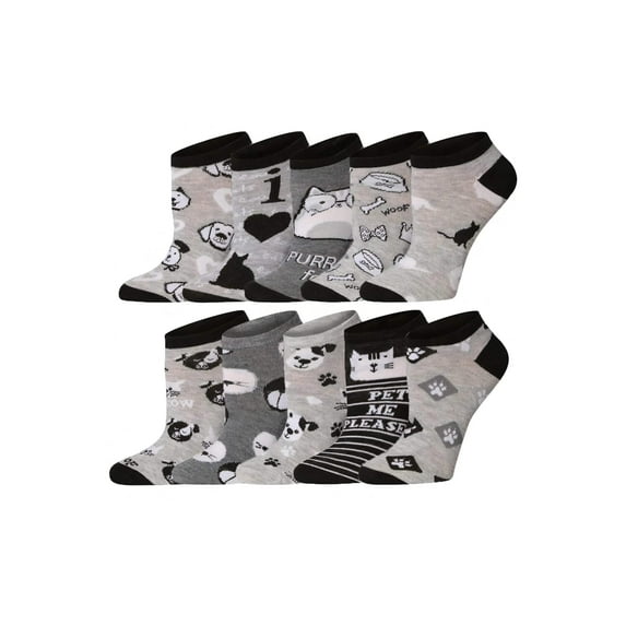 Tipi Toe Women's Playful Pattern Ankle Socks - Mega Value Pack (10 Pairs)