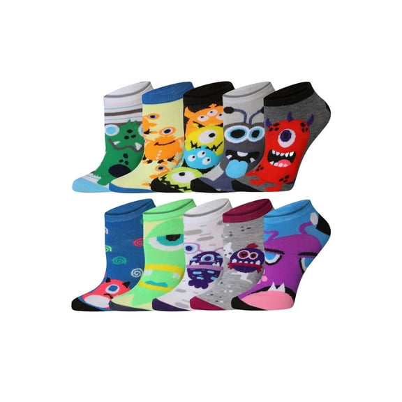 Tipi Toe Women's Playful Pattern Ankle Socks - Mega Value Pack (10 Pairs)