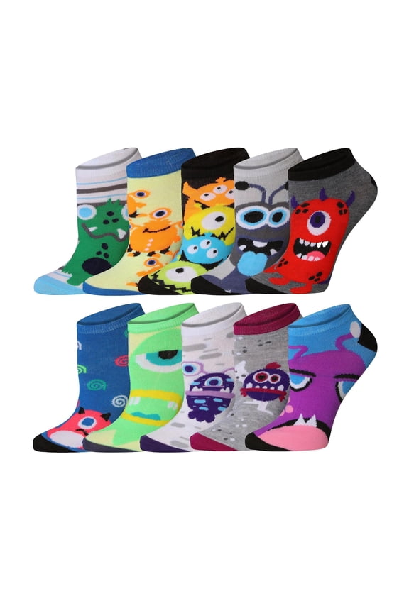 Women's Playful Pattern Ankle Socks - Mega Value Pack (10 Pairs)