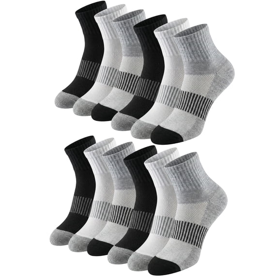 Tipi Toe Womens 12 Pack Quarter Cushioned With Arch Support Athletic Performance Sports Socks