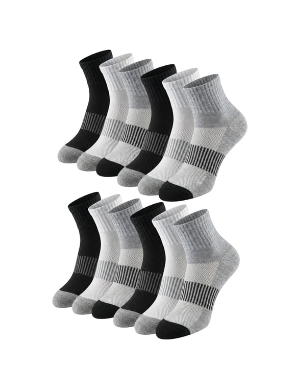 Womens 12 Pack Quarter Cushioned With Arch Support Athletic Performance Sports Socks