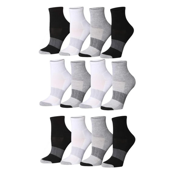 Tipi Toe Womens 12 Pack Quarter Cushioned With Arch Support Athletic Performance Sports Socks