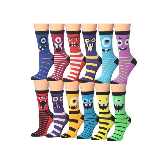 Tipi Toe Colorful Crew Socks for Women – 12-Pack Everyday Comfort Fit